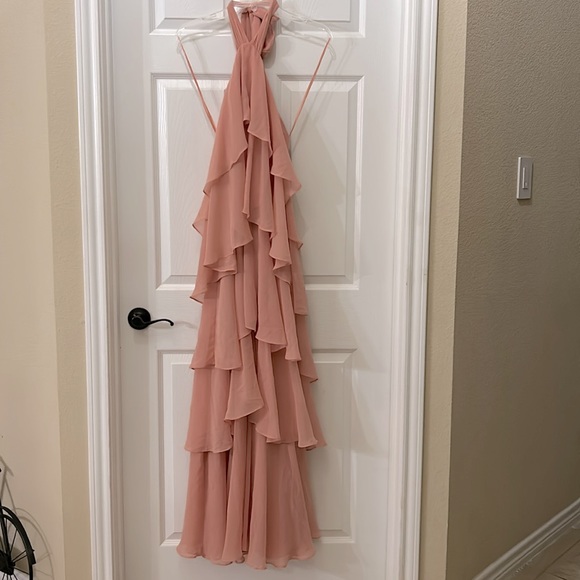 NWT  ANTONIO MELANI
Mariella Crinkled Chiffon
Halter Neck Sleeveless Maxi
Dress - Picture 8 of 12